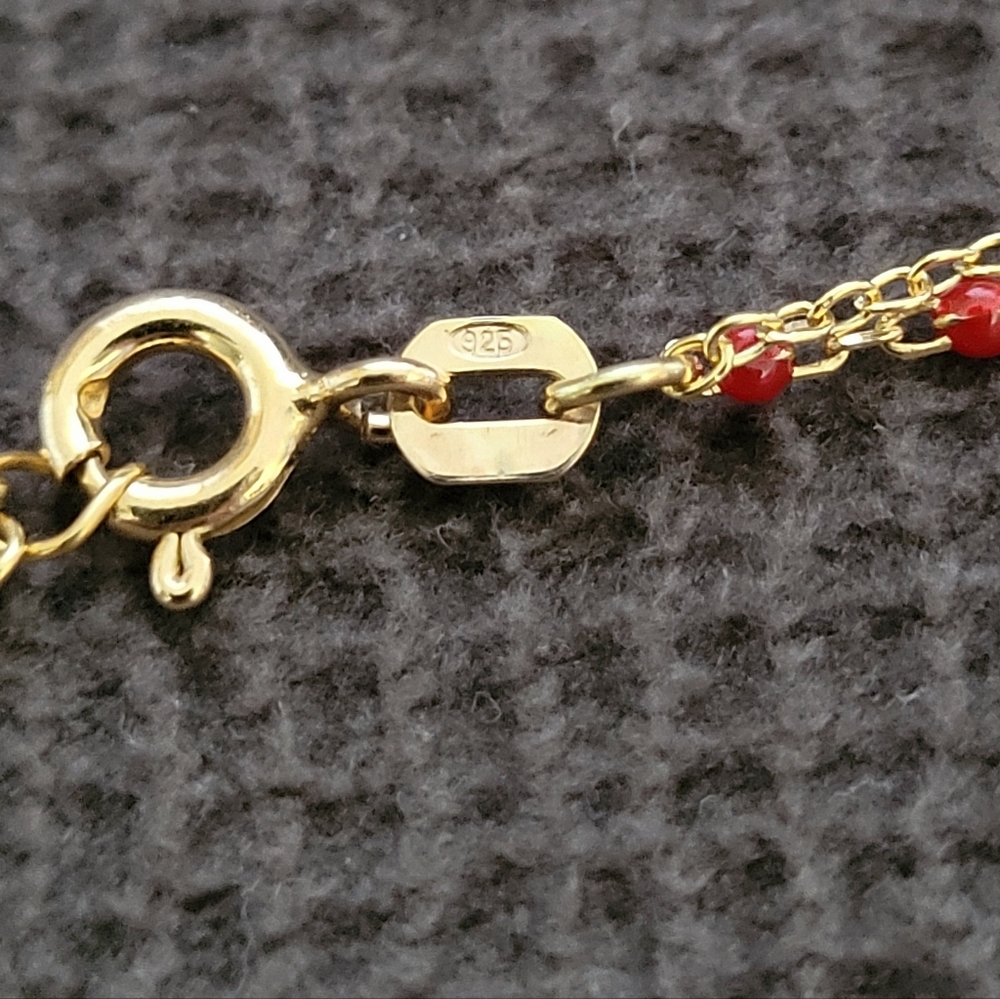 MESH Red❤️ "Splash"🌊 and Gold Heart💛 Double✌️ Necklace - Picture 7 of 16